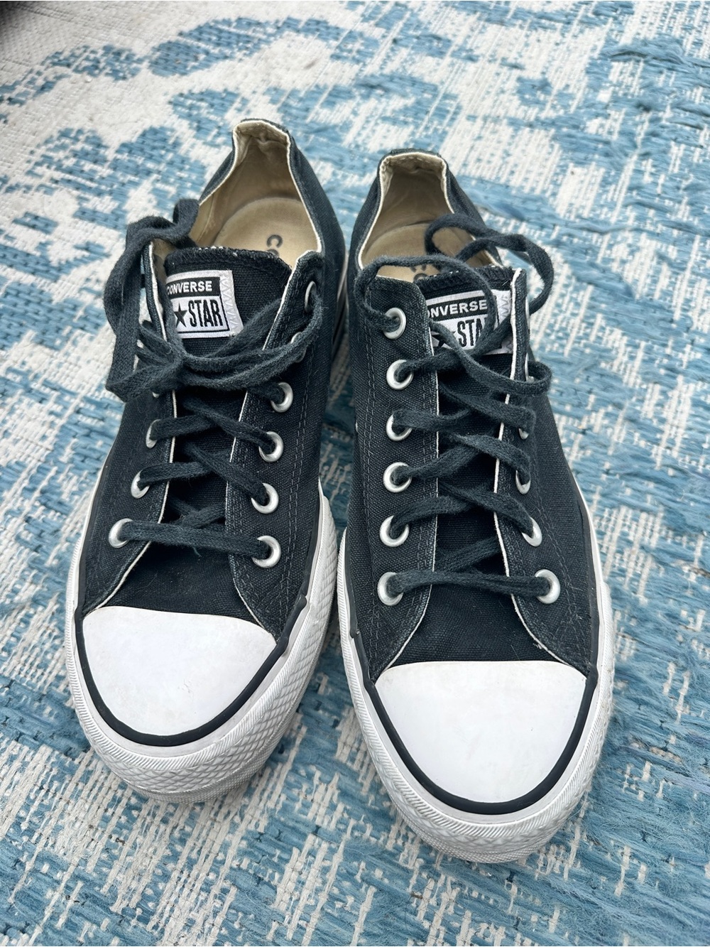 Converse Low Top Platform Stack Sneakers in Black and White